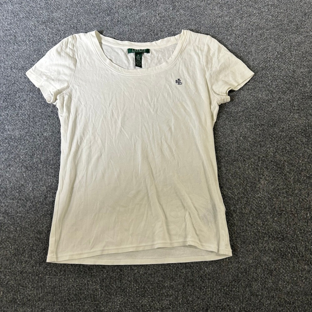 Lauren Ralph Lauren Cream Short Sleeve Crewneck Tee with RL Chest Logo